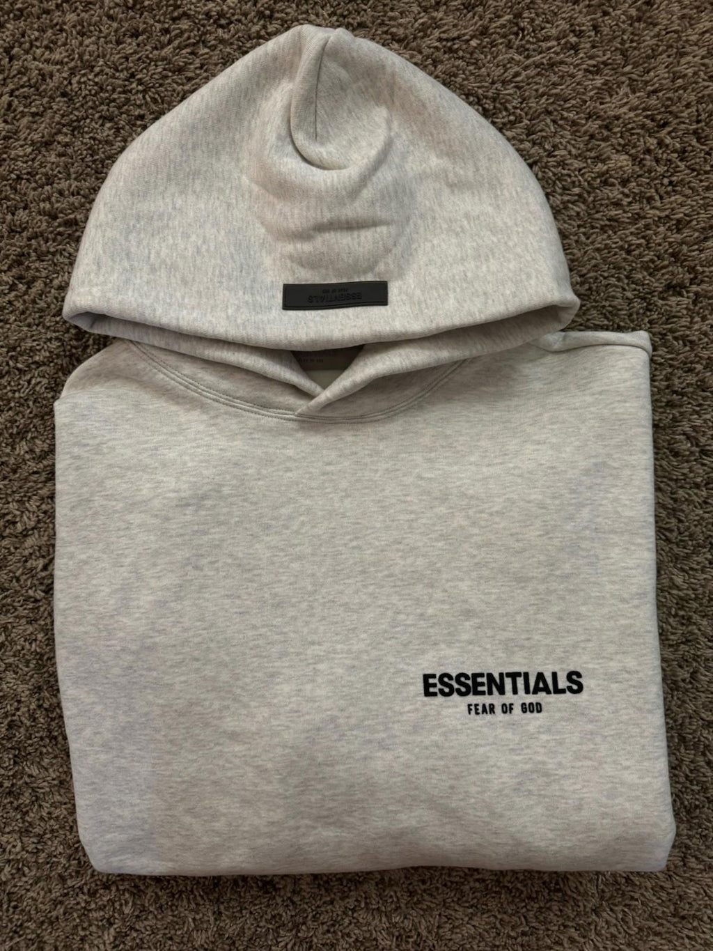 New Essentials Fear Of God 2 Sided Logo Pullover Hoodie Light Oatmeal Size Med