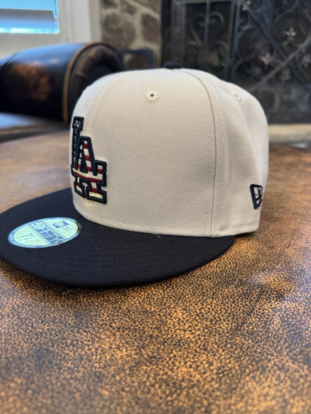 NEW LA Dodgers New Era Khaki/Black Fourth of July 59FIFTY Fitted Hat Size 7
