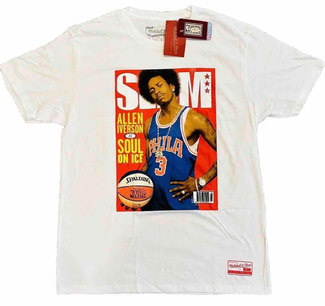 MITCHELL & NESS Allen Iverson 1999 Slam Magazine Cover White Large Tee 76ers NEW