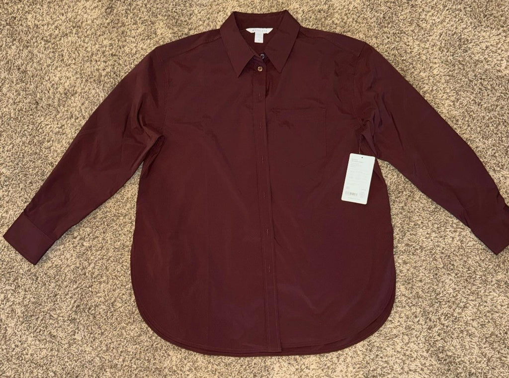 Athleta Medium Midday Relaxed Shirt Garnet NEW! #414480