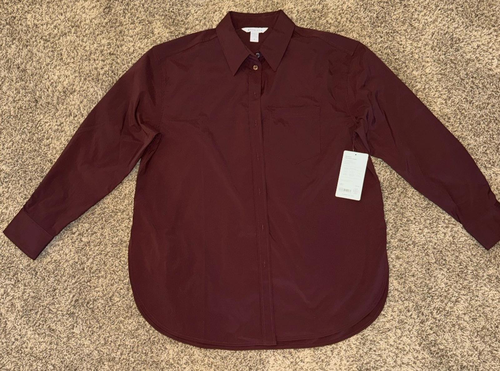 Athleta Medium Midday Relaxed Shirt Garnet NEW! #414480