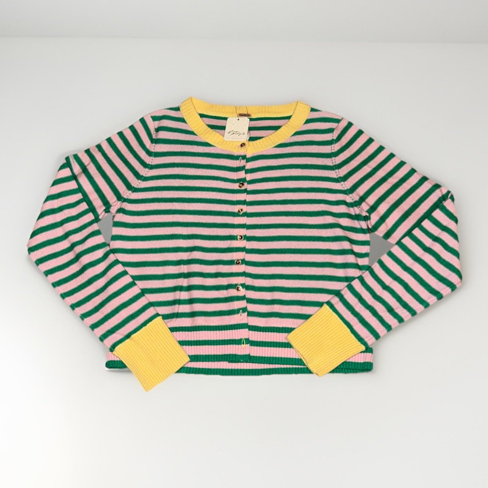 Free People Nocturnal Stripe Cardi Size Small Wool Cashmere Cardigan Sweater Y2K