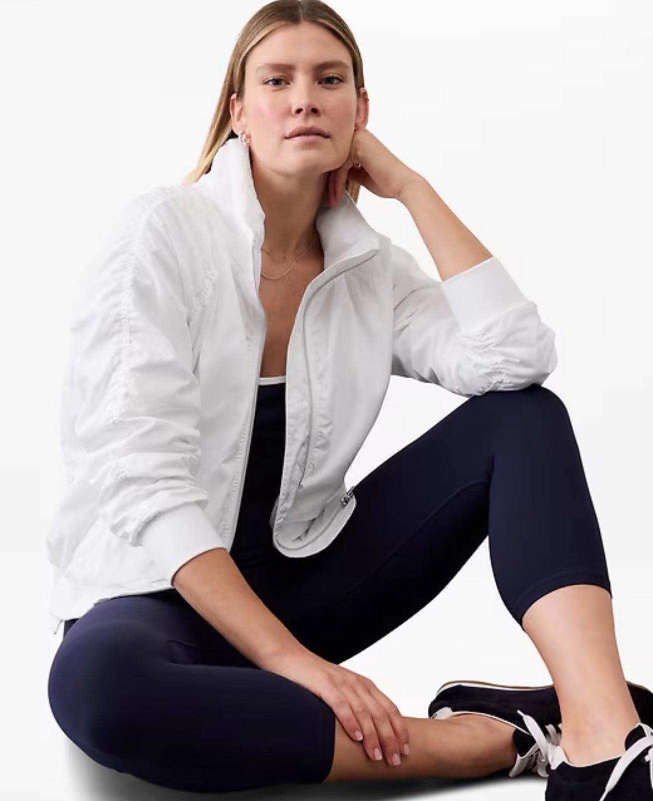 NEW! ATHLETA Jetset Bomber Jacket Women's Size M White MSRP $159