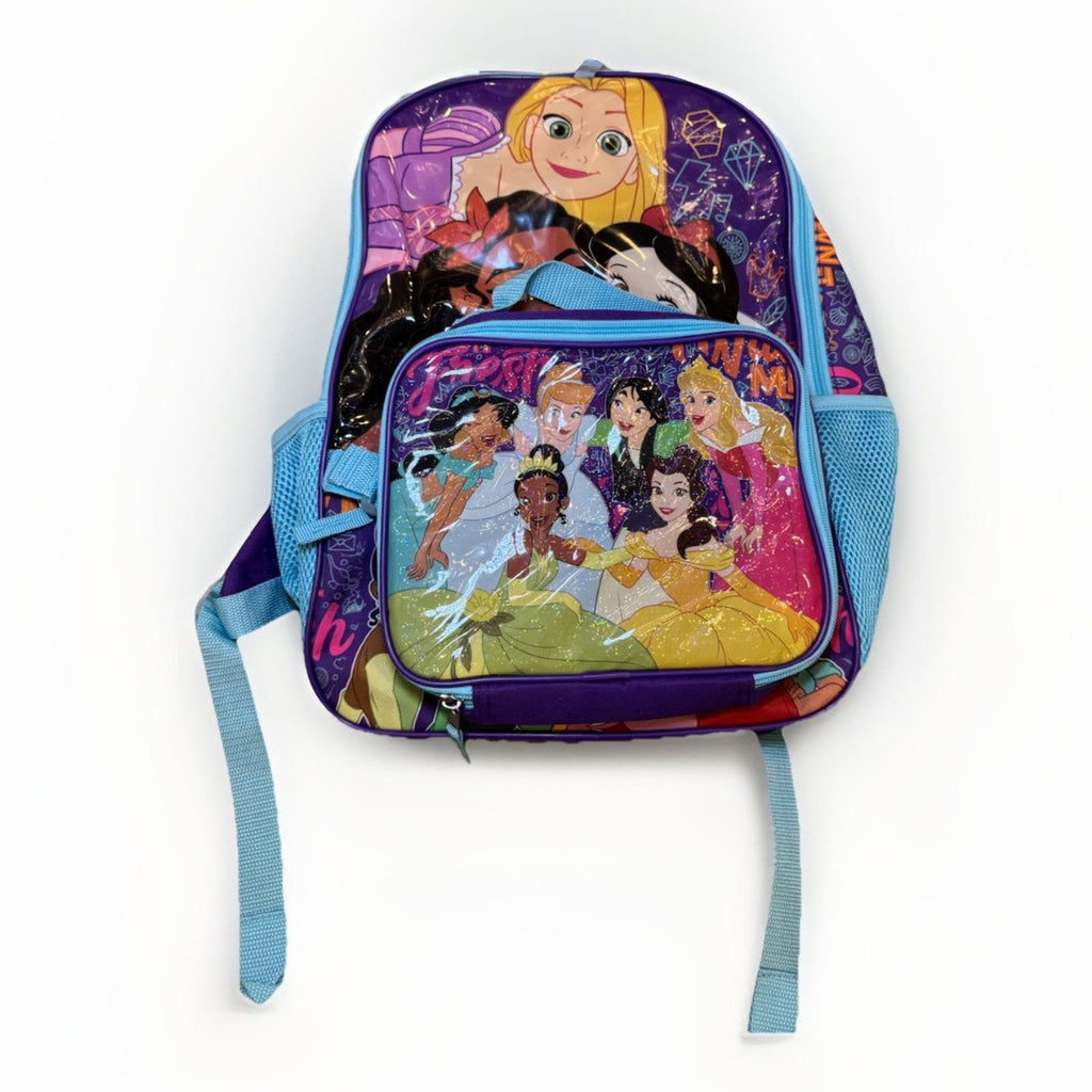 NEW! Disney Princess Kids 16" Backpack & Lunchbox Set With Headphones