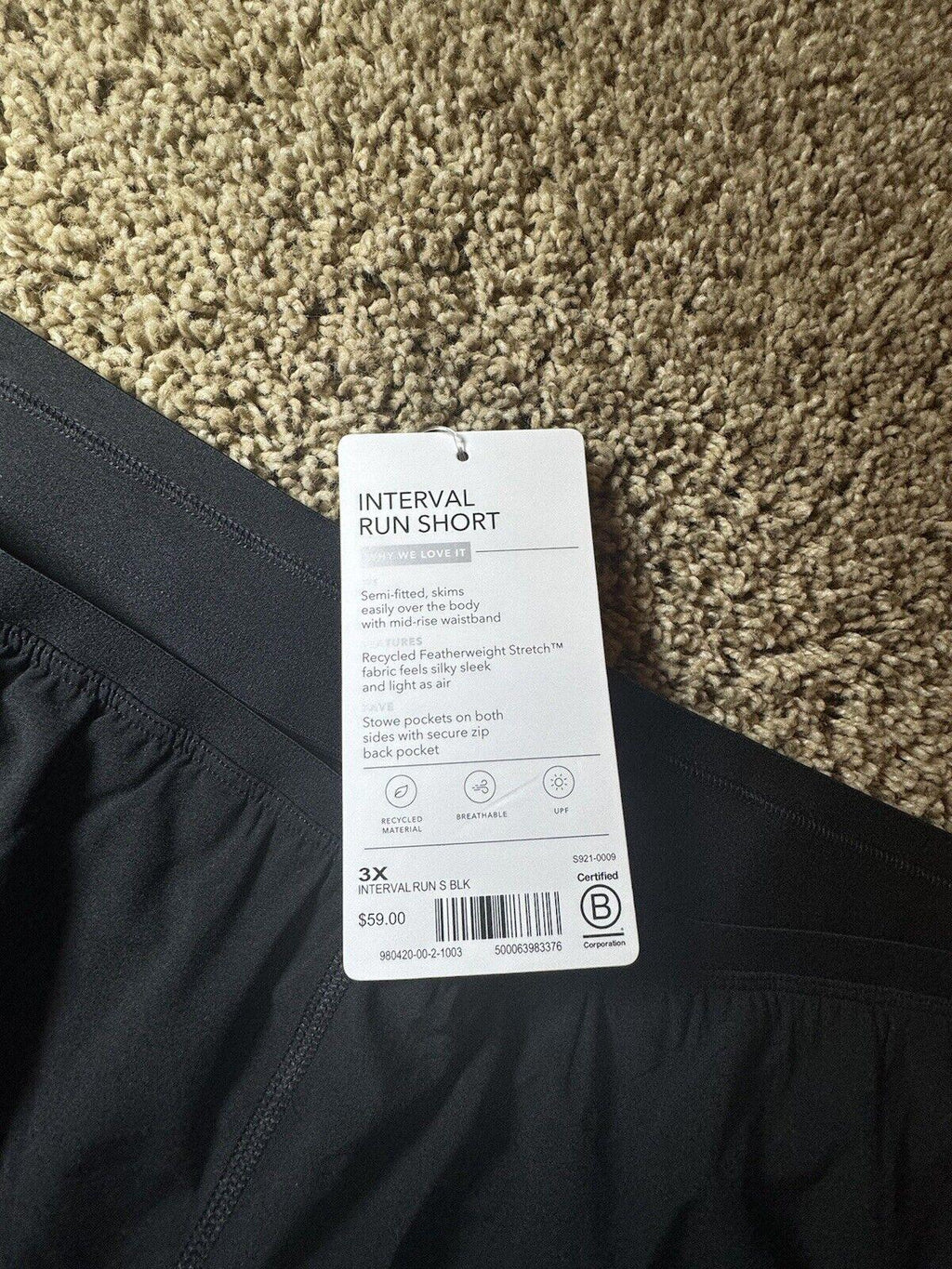 Athleta Interval Run Short-Black-Size 3X-NWT