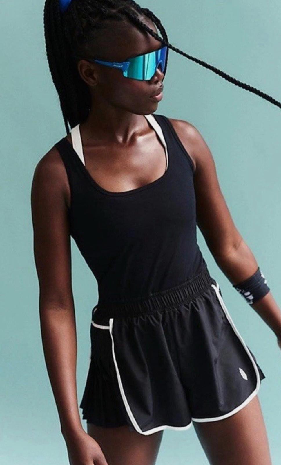 FP Movement By Free People Easy Tiger Shortsie Romper In Black Sz XS NEW