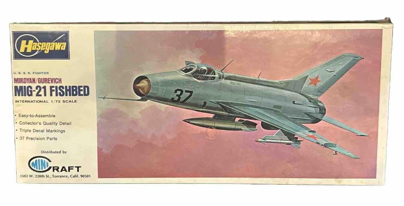 VTG HASEGAWA MODEL KIT 1:72 MIKOYANGUREVICH MIG-21 FISHBED KIT 1:72 Vintage RARE