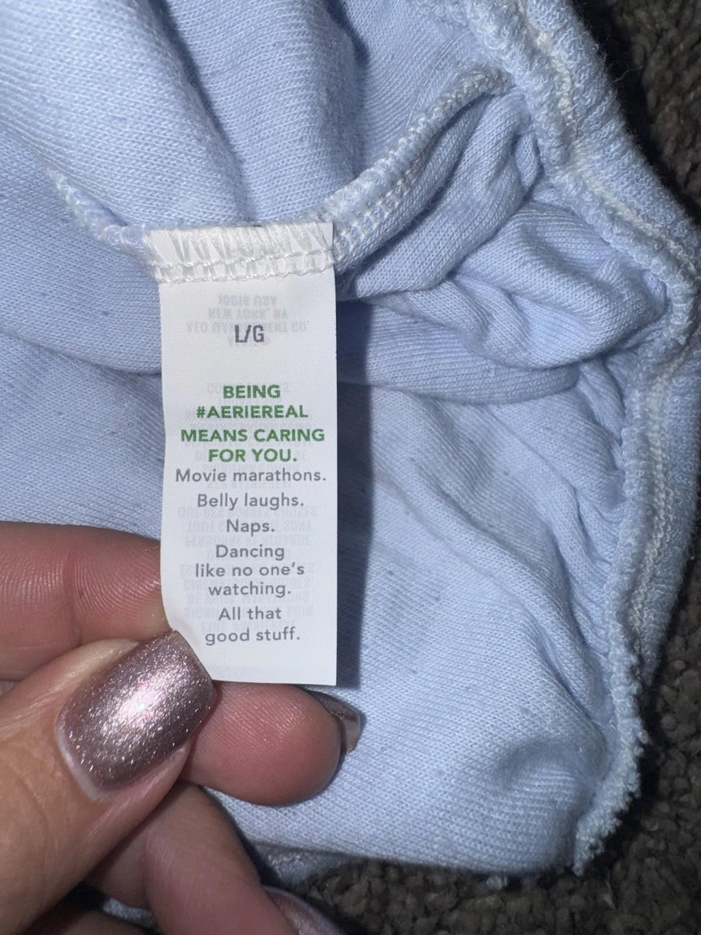 Aerie Endless Summer Cropped Sweatshirt Women's L Balloon Tie Sleeve Blue NWT