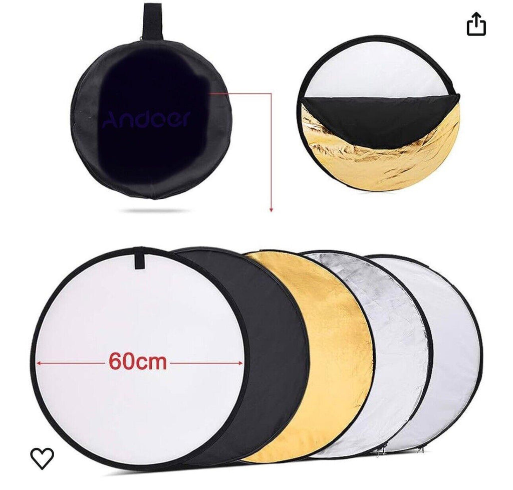 Ombar 24”/60 Cm 5-in-1 Photo Studio Multi-Disc Collapsible Light Reflector NEW