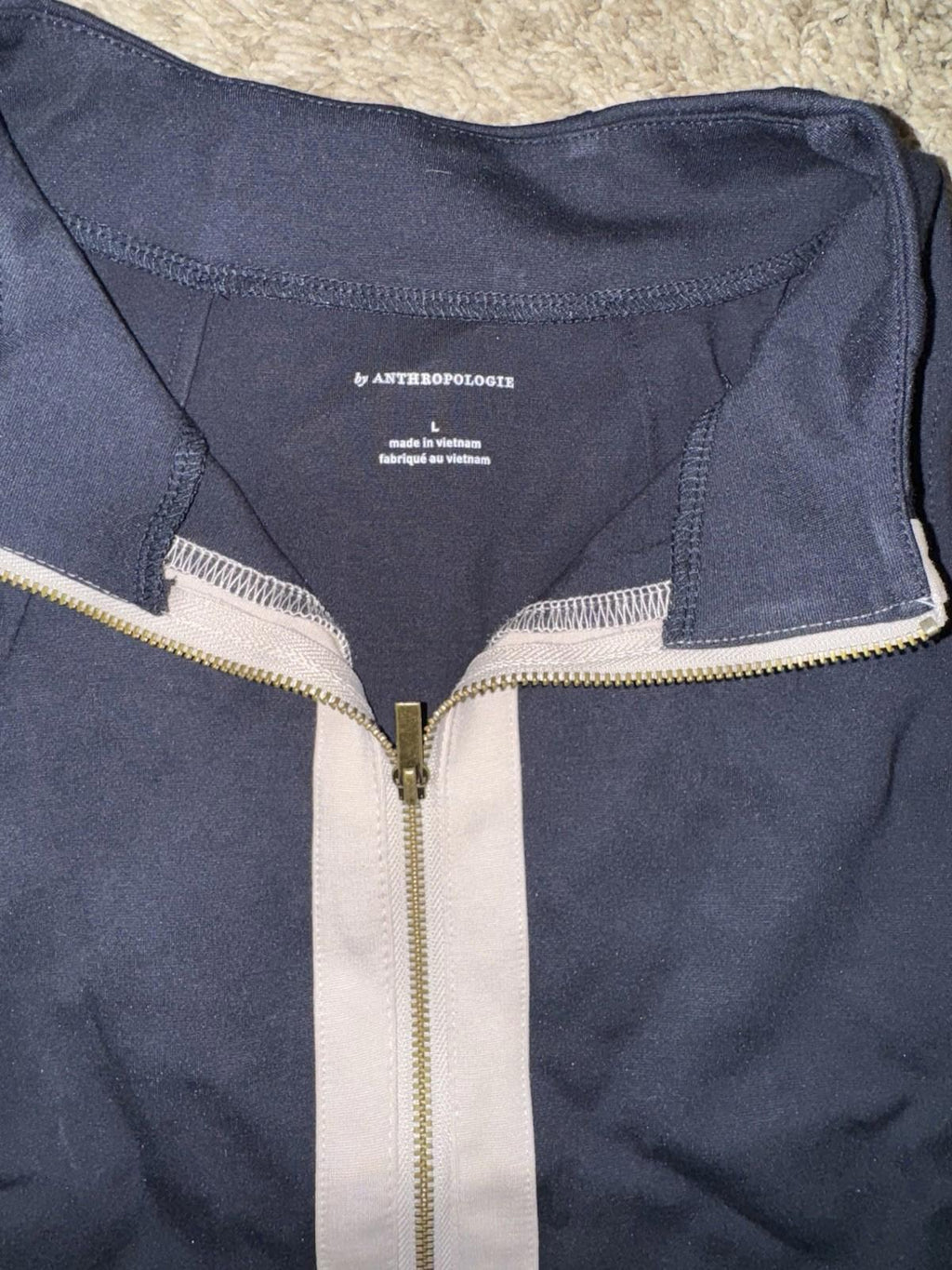 NEW! Anthropologie SL Zip Up Black & Taupe Top Women's Size L NWT MSRP $68