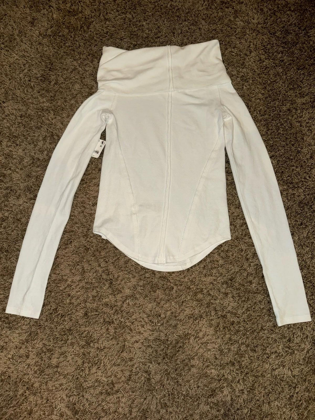NWT Free People We The Free Iris Off Shoulder Long Sleeve Layer Top Ivory $58 XS