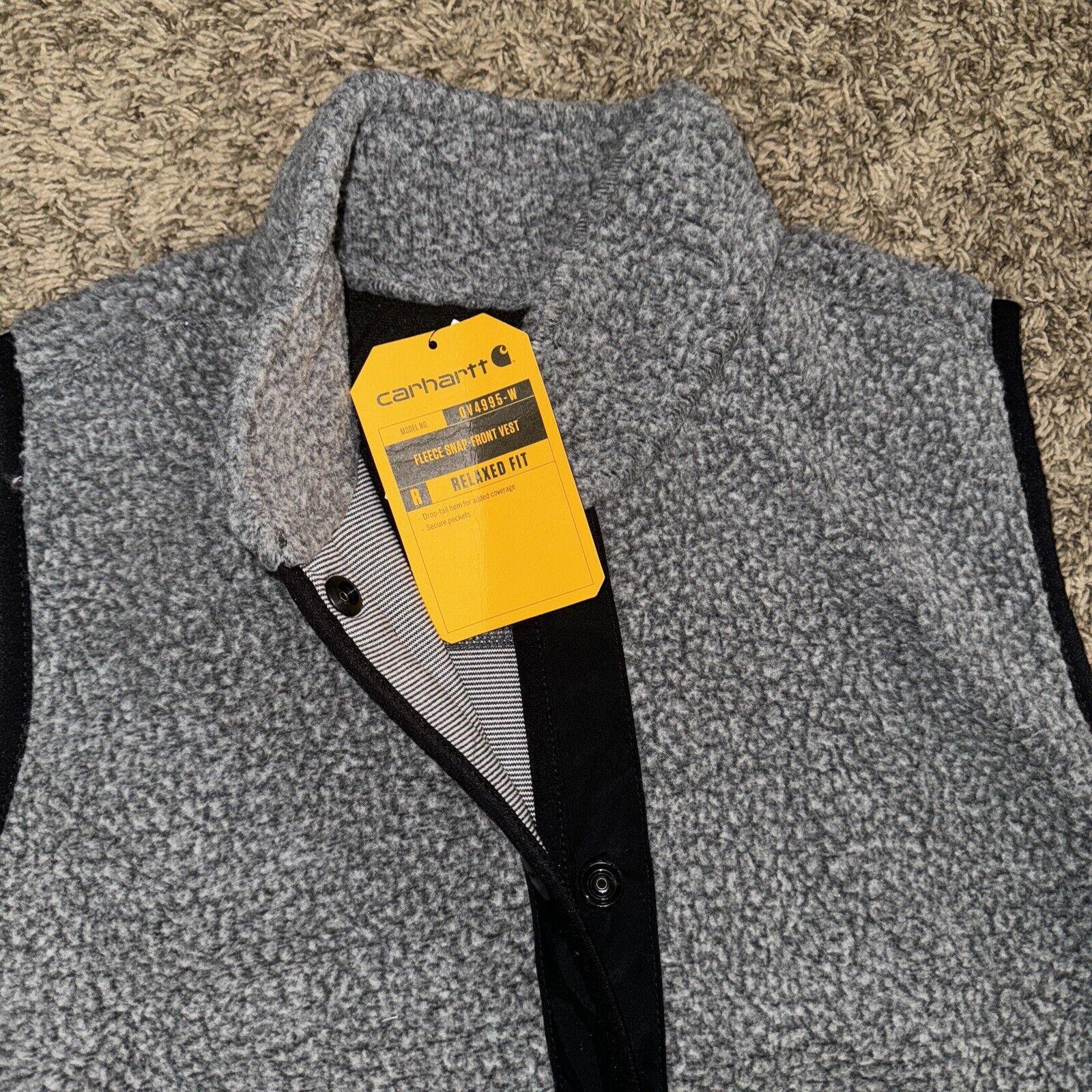 Carhartt Women Relaxed Fleece Snap Front Vest Grey LG