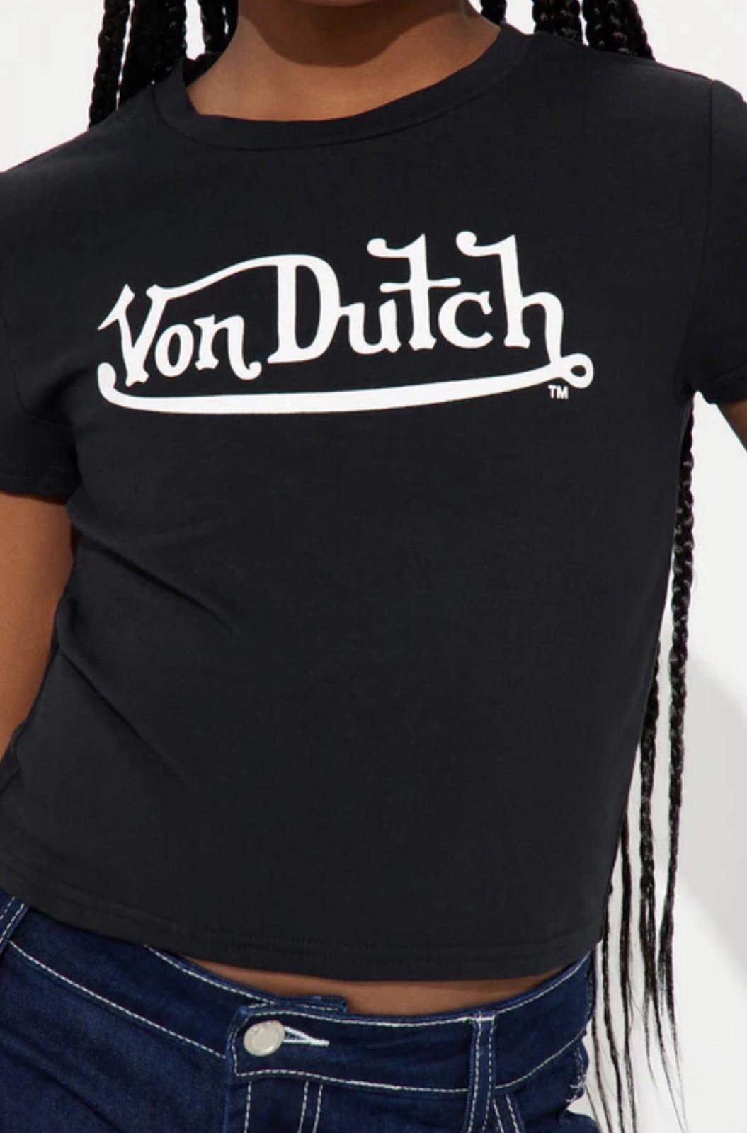 NEW Von Dutch Women’s Classic Logo Baby Tee Black T-Shirt - (Size XL)