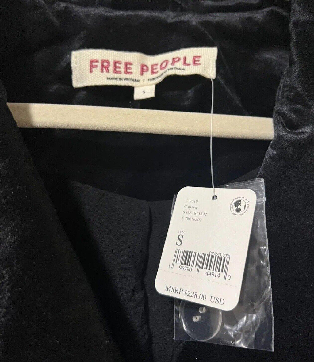 Free People Lux Velvet Cosmo Blazer Black Size S NWT