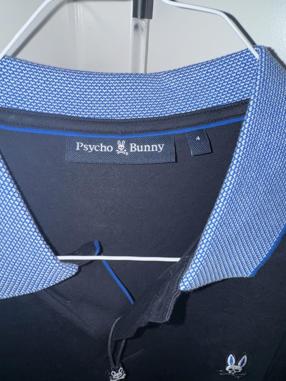 NWT Psycho Bunny North lake Jersey Polo Shirt Navy blue NEW SZ 4