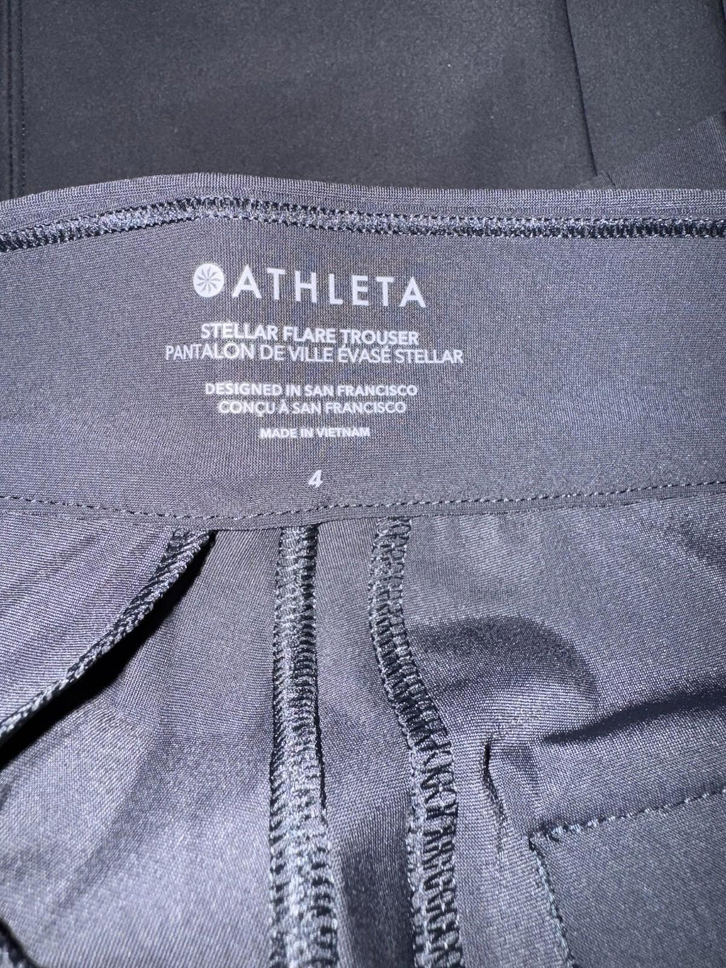 NWT ATHLETA Stellar Flare Trouser 4 Small Black Pant #486208 City Travel