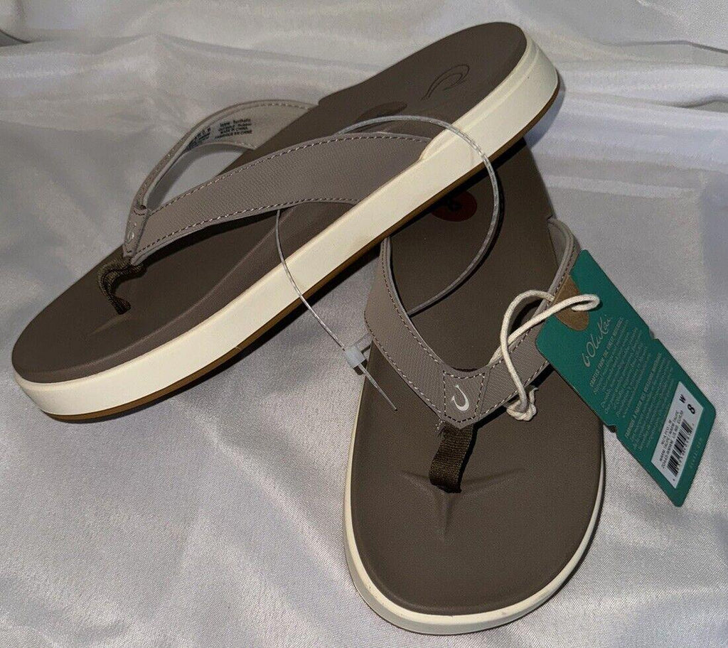 OluKai Nu‘a Pi‘o Woman's Sandal Warm Taupe Size 8