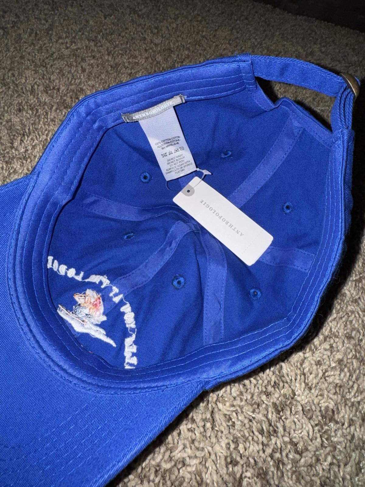 Anthropologie Apres Ski Club Baseball Cap Embroidered Royal blue NEW