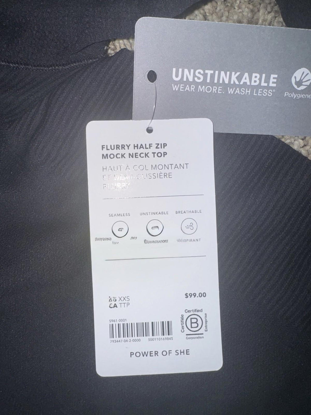 NWT Athleta Flurry 1/2 Half Zip Mock Neck Long Sleeve XXS Black