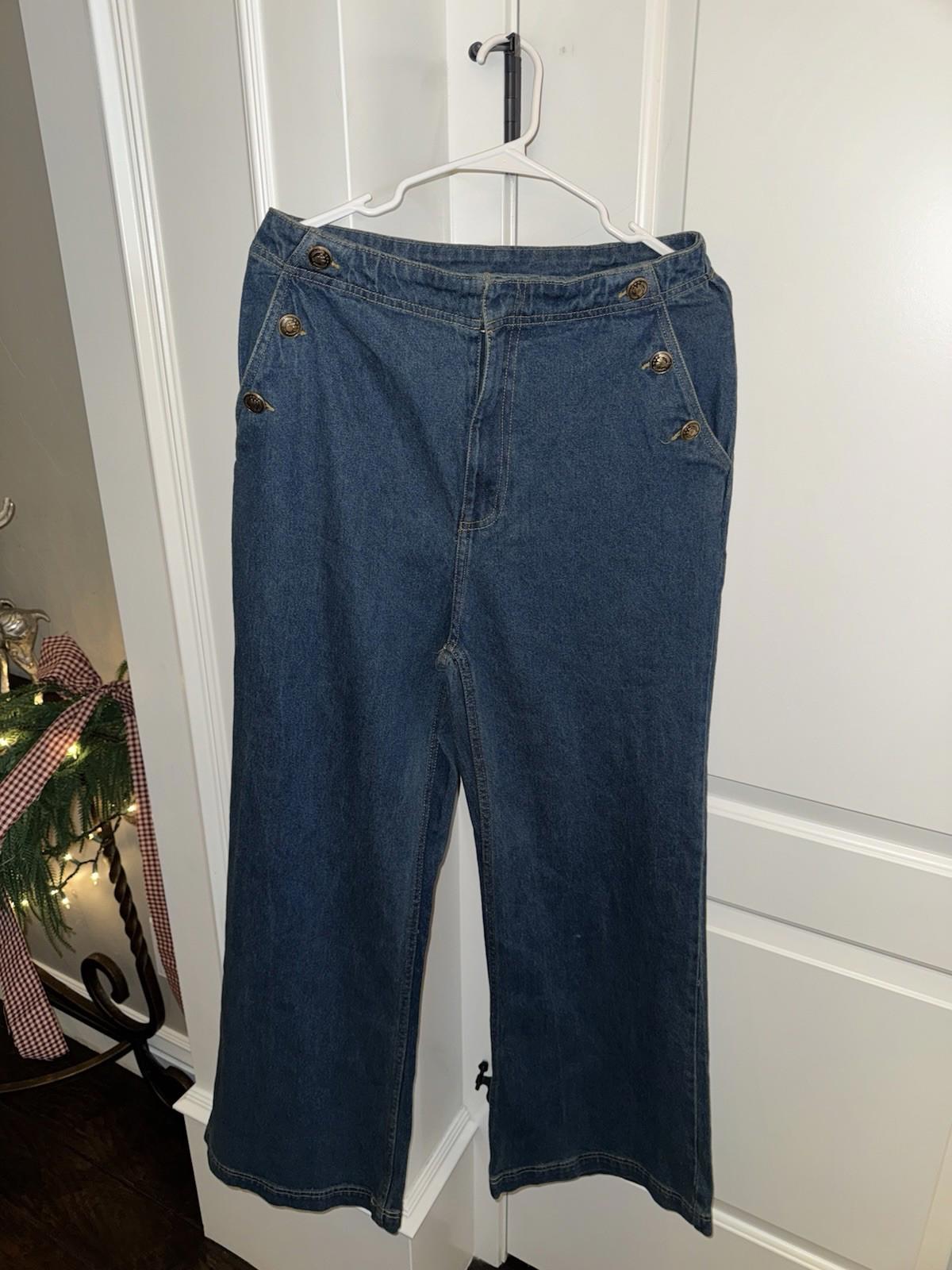 Macys x Disney Minnie Majorette High Rise Wide-Leg sailor dark Jeans size 10 NEW