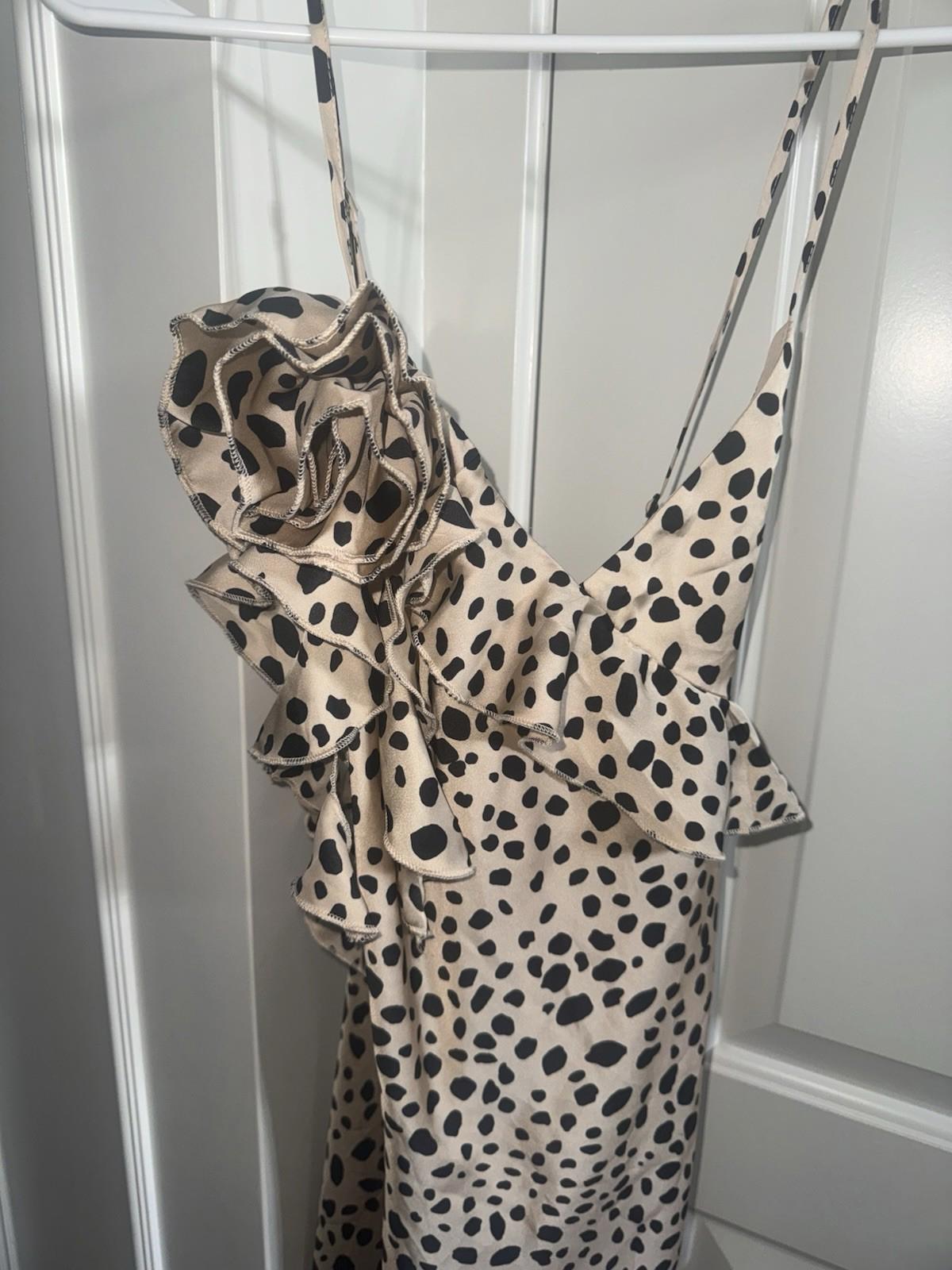 NWOT Shein  leopard print  asymmetrical midi Dress Boho size