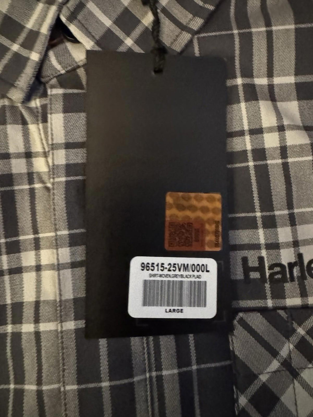 HARLEY DAVIDSON H-D TECH Coolmax Plaid Short Sleeve Shirt - Ghost Gray & Asphalt