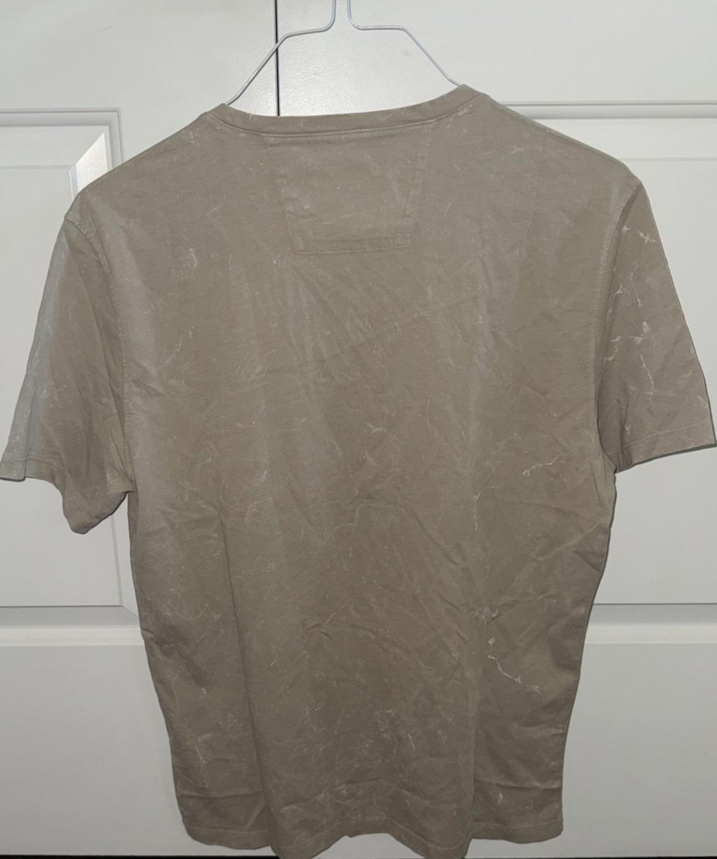 John Varvatos Men's Tan Enzo Marble Wash Crew-Neck Short Sleeve T-Shirt LG