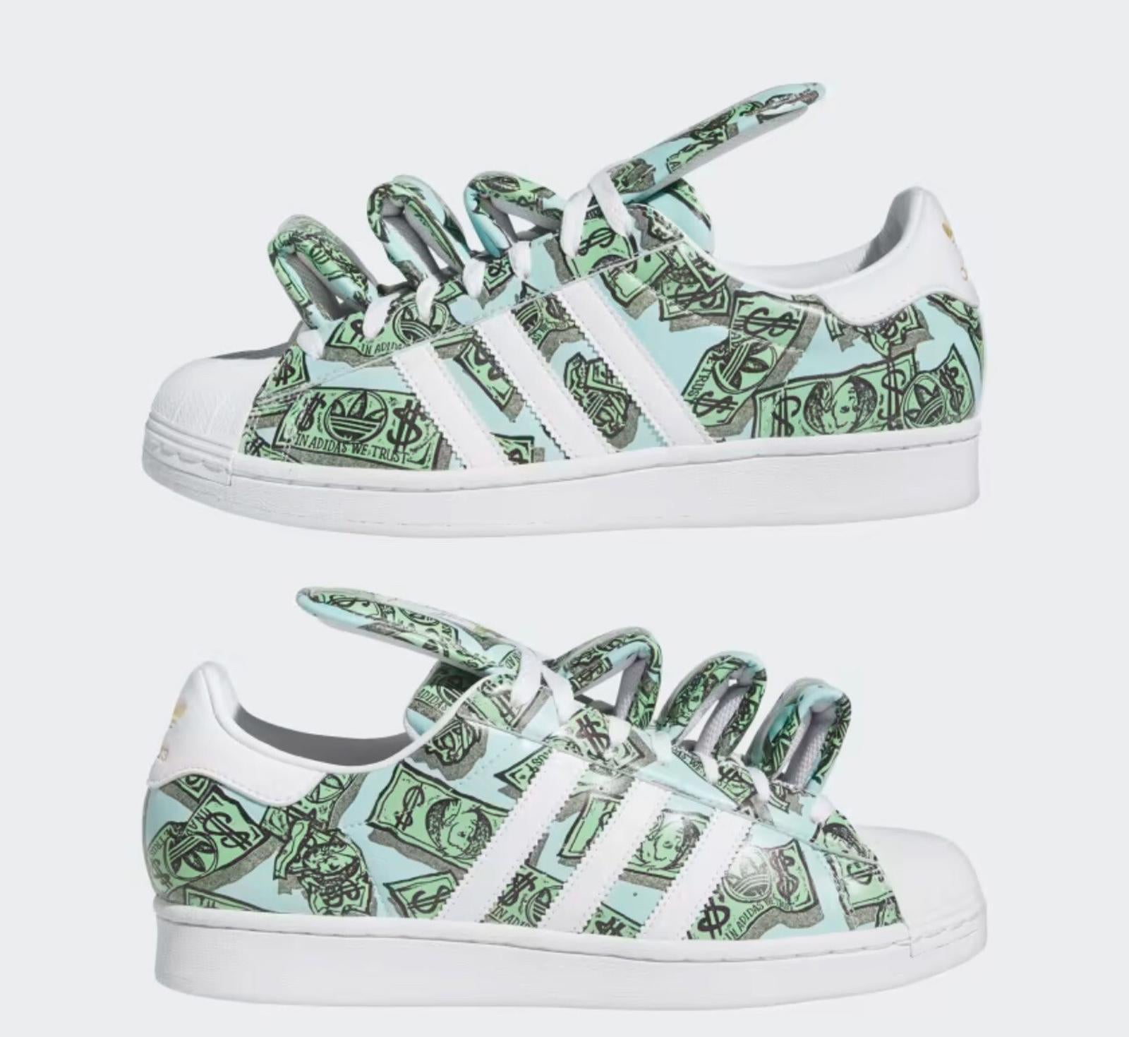 Adidas Jeremy Scott Superstar Money Print Shoe's Green Men's size 10.5, 11