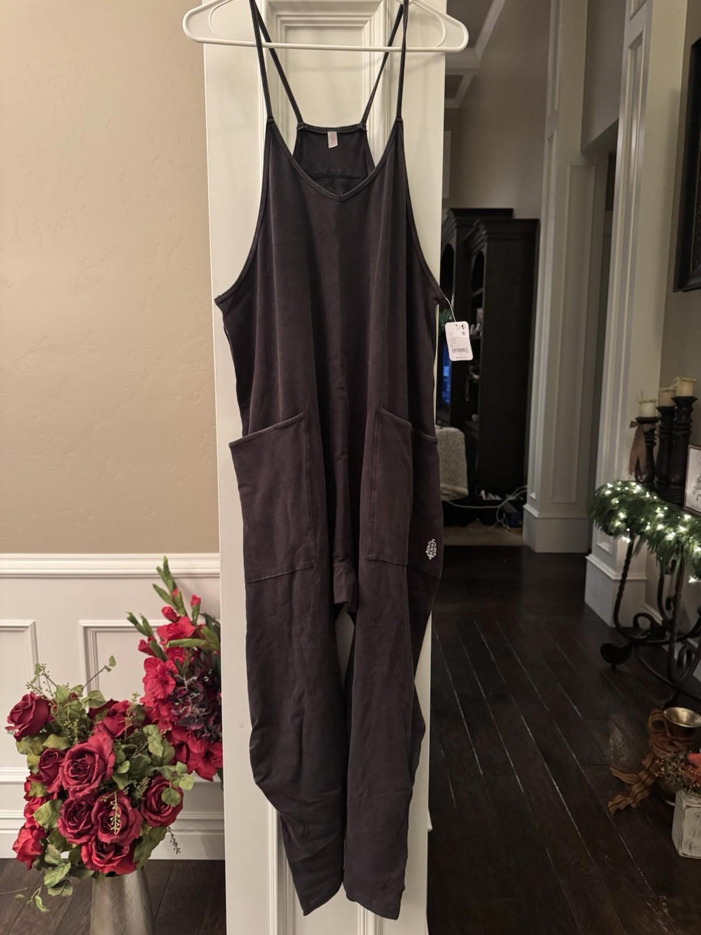 NEW Free People Movement Med. Oversized Hot Shot Romper Washed Black Yoga Active