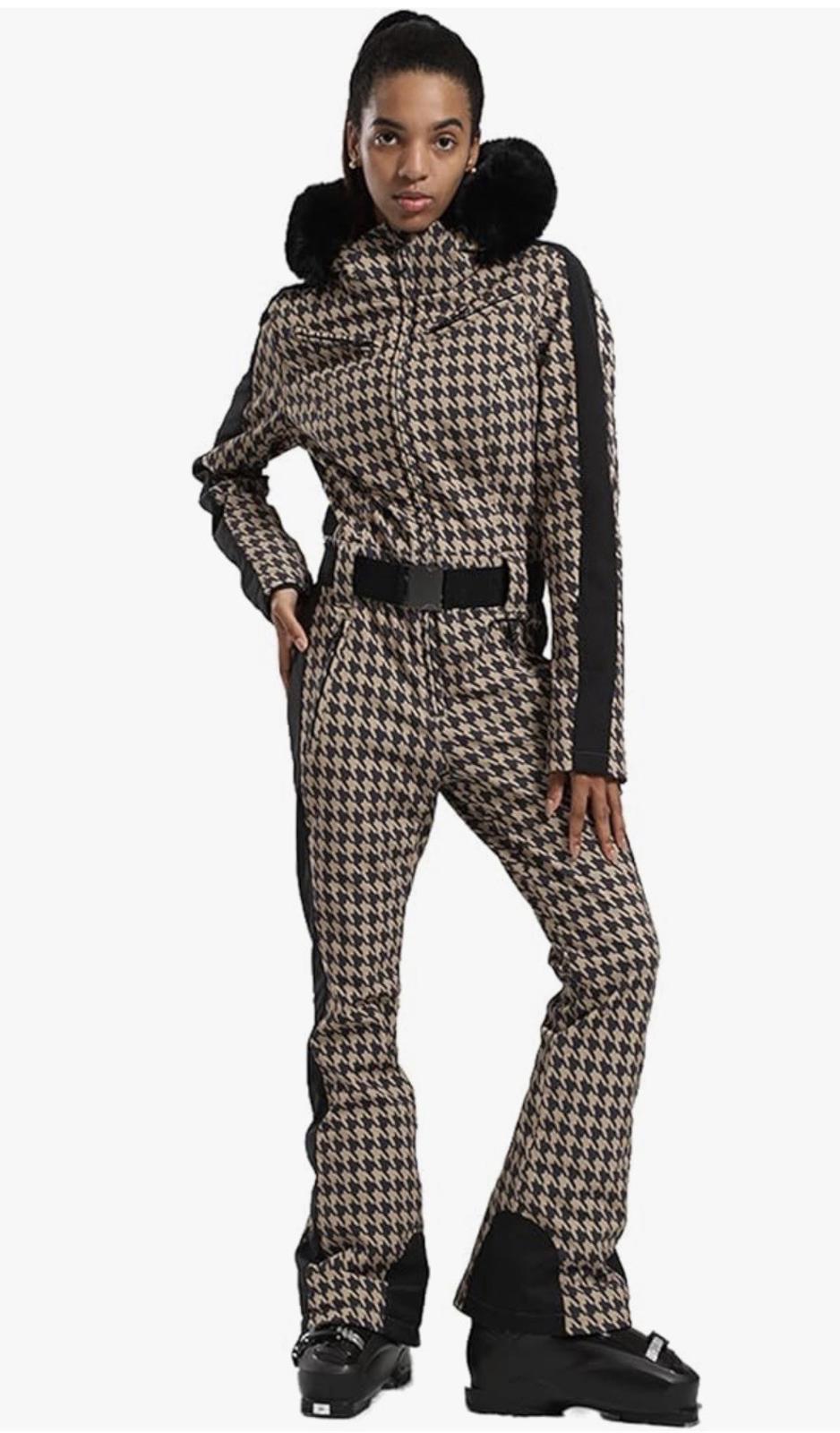 GSou Slim-Fit Stretch Faux Fur One-Piece Ski Snow one-piece ski suit Women's XL
