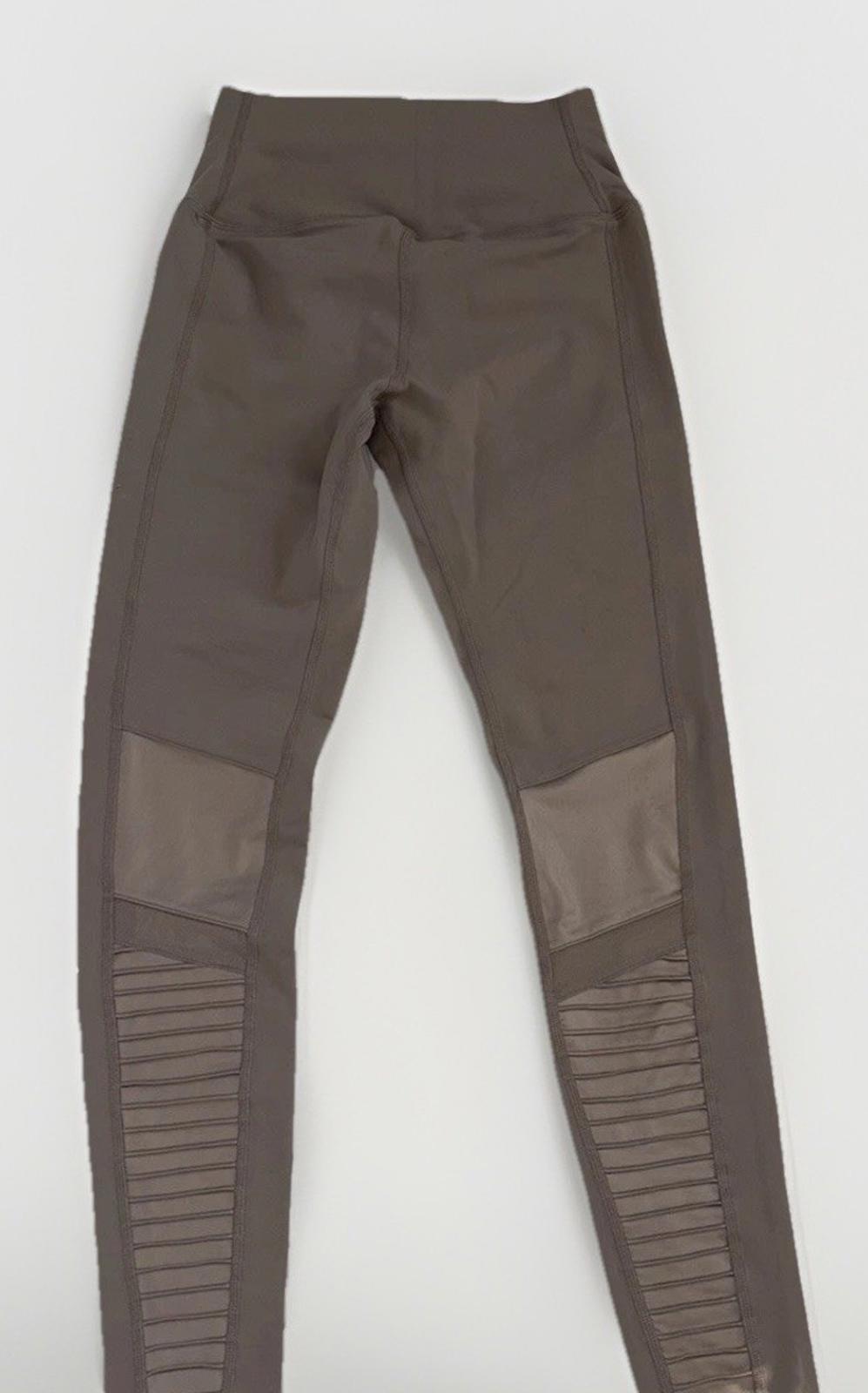 Alo Yoga Moto Leggings Womens XS Tan High Waist Ribbed Athleisure (see Desc.)