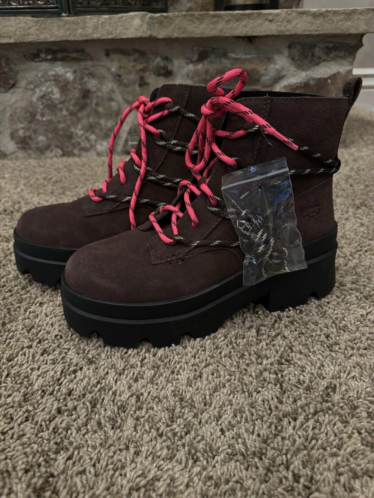 UGG BRISBANE LACE-UP SUEDE PLATFORM BOOTS SIZE 9.5