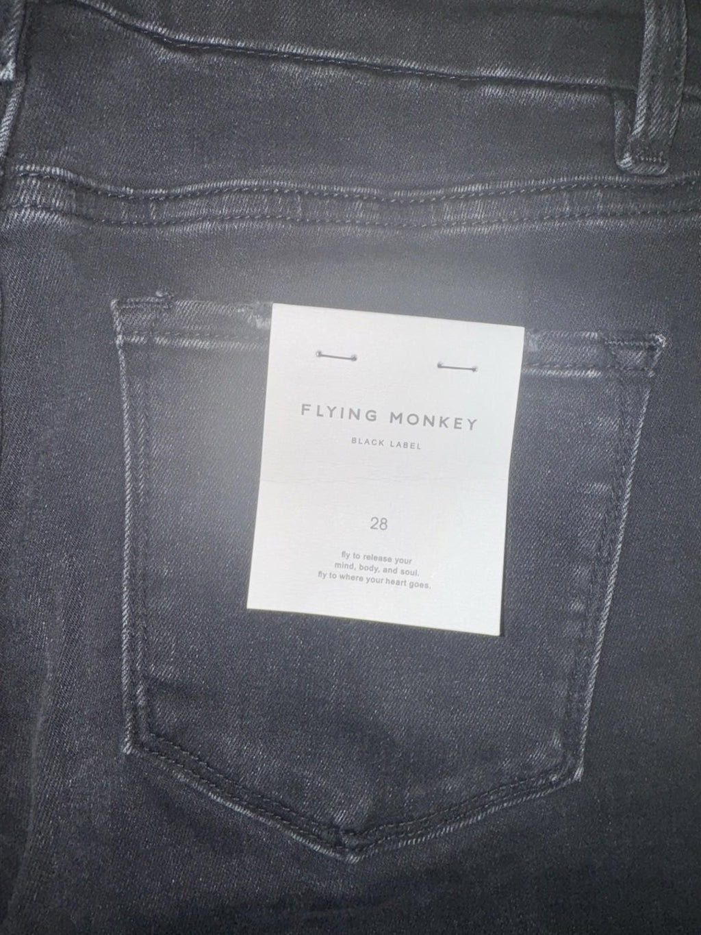 Flying Monkey Delta Dawn - BLACK LABEL Straight Crop Uneven Hem Jeans Sz 28 NEW