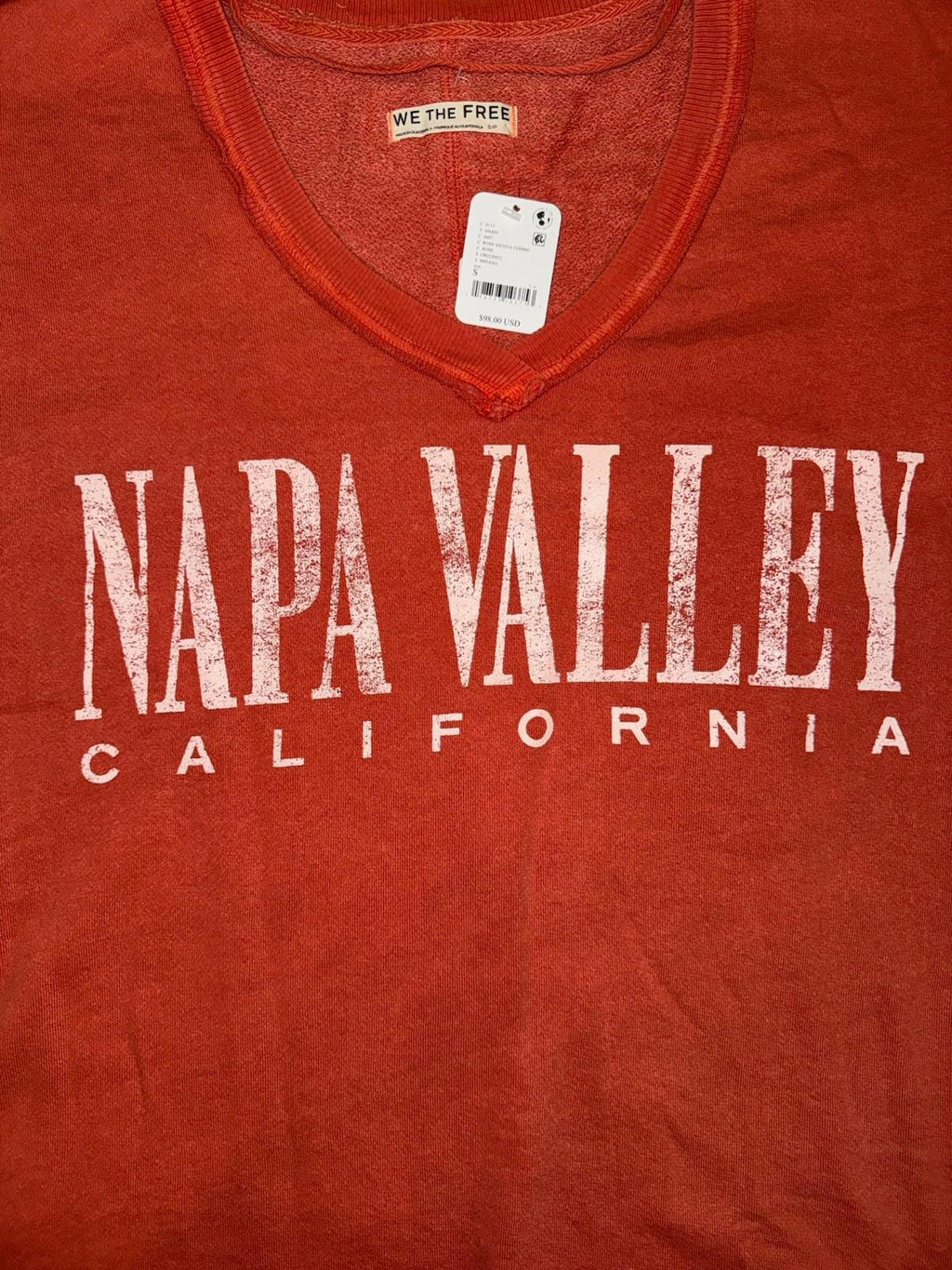 We the Free People Venice V Neck Graphic Sweatshirt Napa Valley Womens Size S