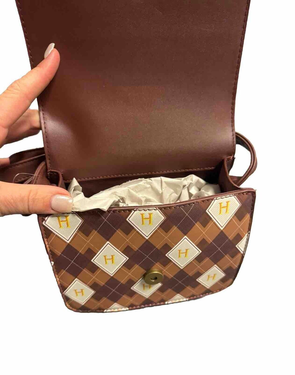 Harry Potter Bag Purse Hogwarts Crest Argyle Faux Leather