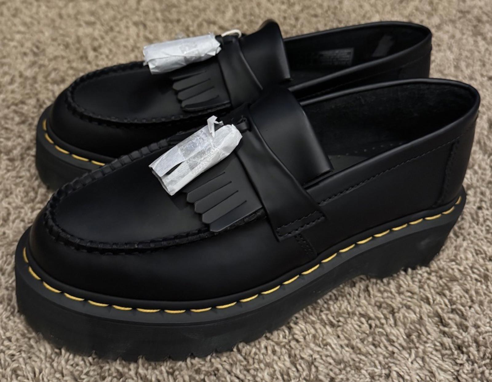 Dr. Martens Adrian Quad Tassel Loafers Black Leather Shoes Size 9W, 8M, 7 UK 41
