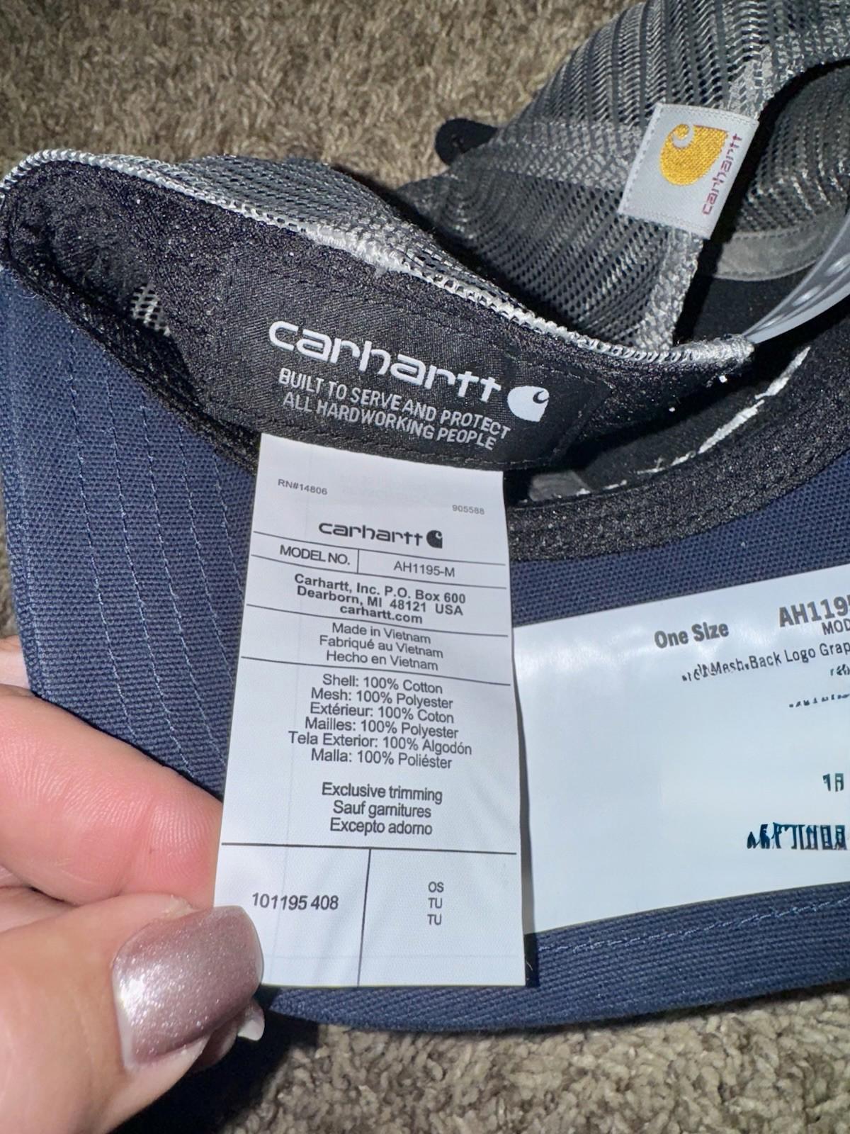 NEW! Carhartt Carvas Mesh-Back Logo Graphic Baseball cap. Navy. Unisex NWT