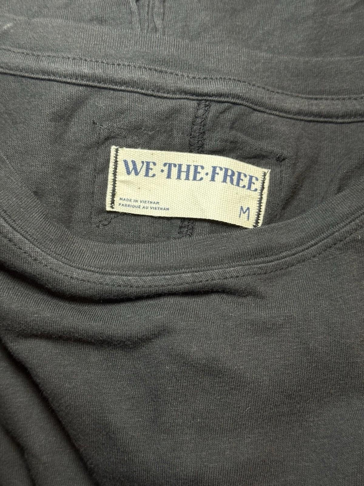 We The Free Womens MED Washed Black Free People Be My Baby Long Sleeve Tee NEW