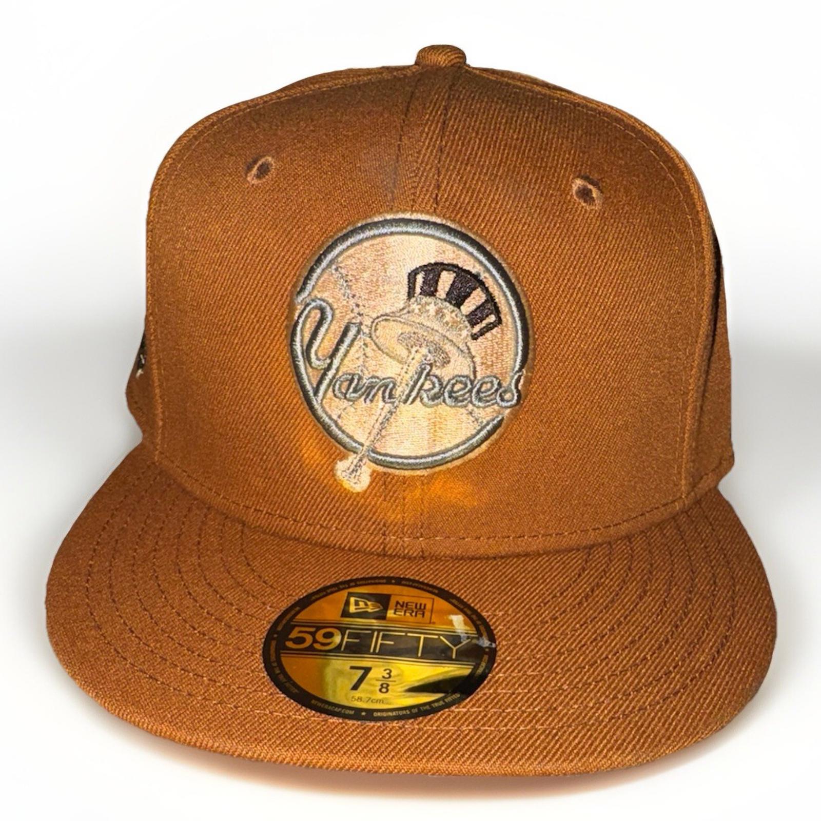 New York Yankees Fitted Hat 7 3/8 x New Era 59FIFTY 1966 World Series Cap Brown