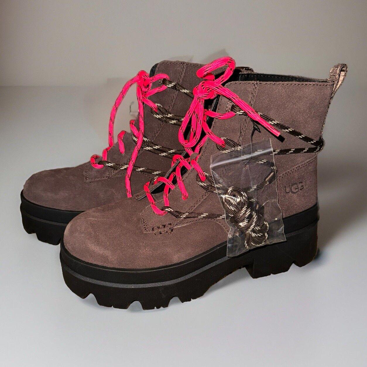 UGG BRISBANE LACE-UP SUEDE PLATFORM BOOTS SIZE 9.5