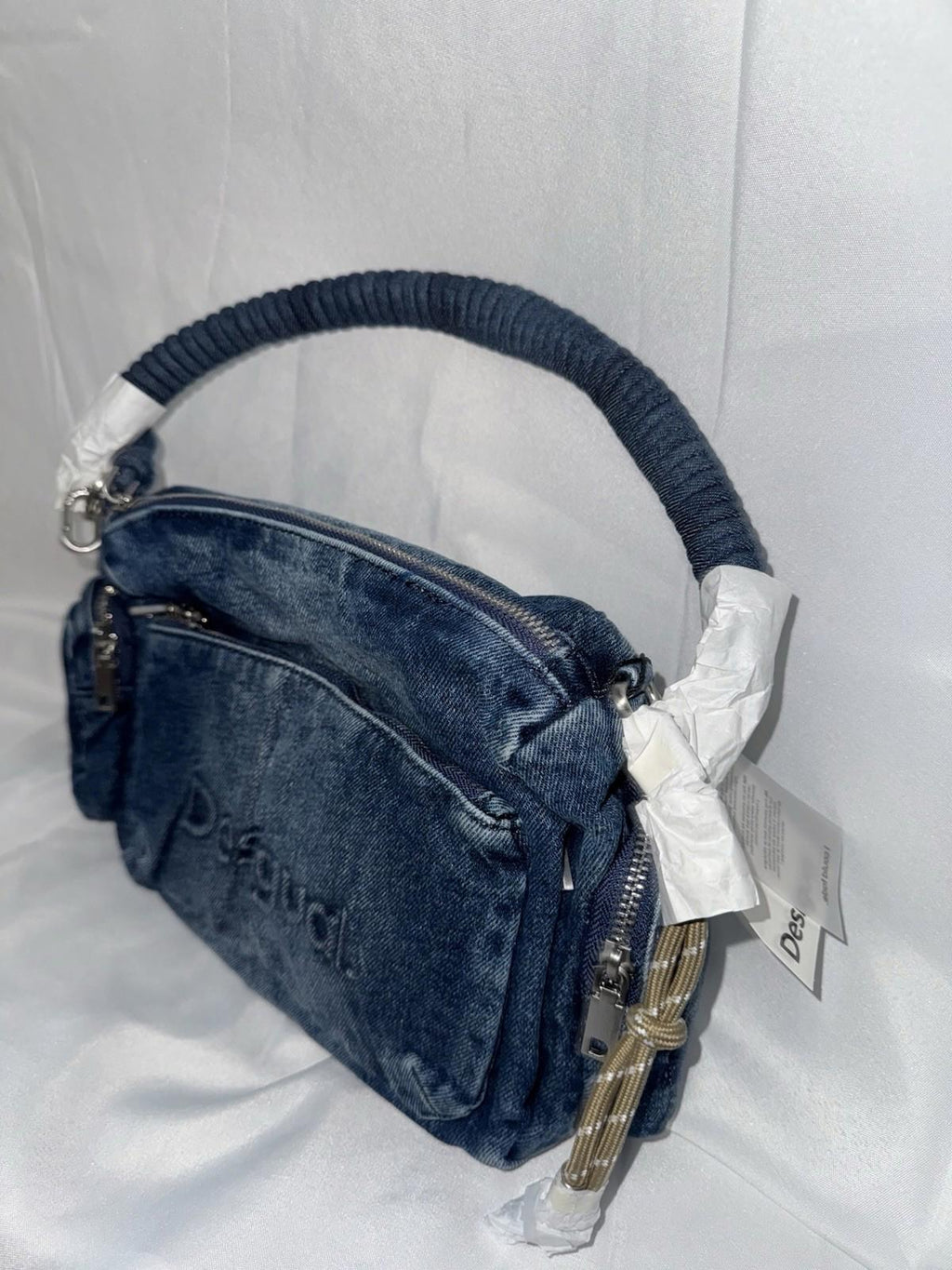 NEW! Desigual Denim zip-fastening tote bag