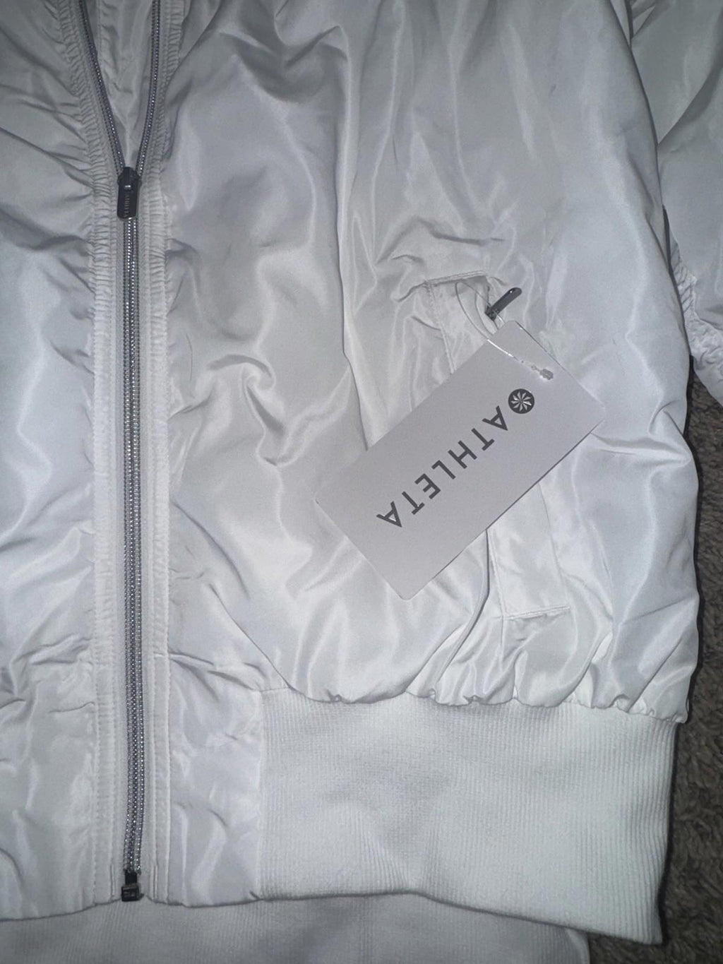NEW! ATHLETA Jetset Bomber Jacket Women's Size M White MSRP $159