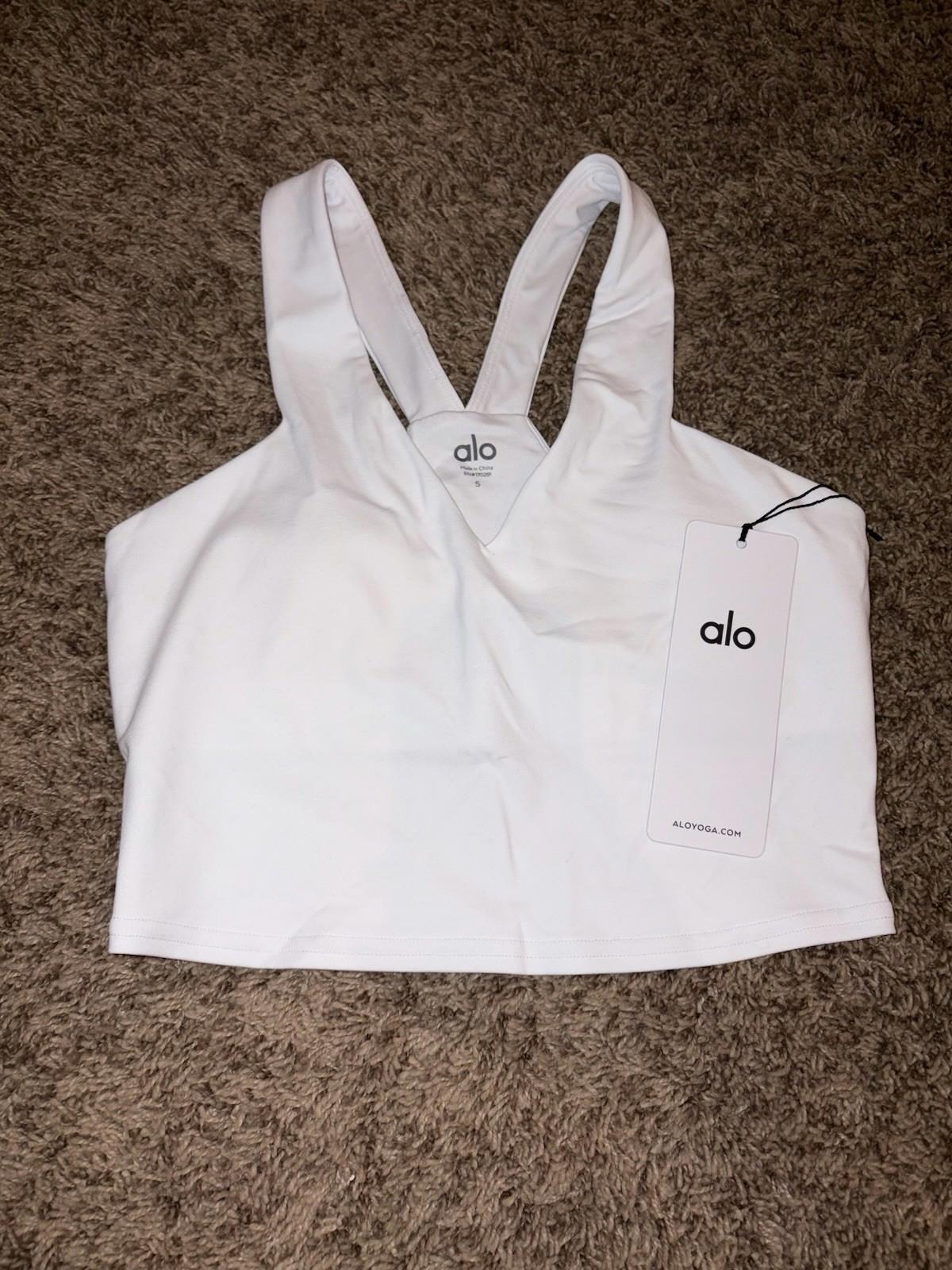 NEW! ALO Yoga Original Airbrush Real Bra Tank White Women's S NWT