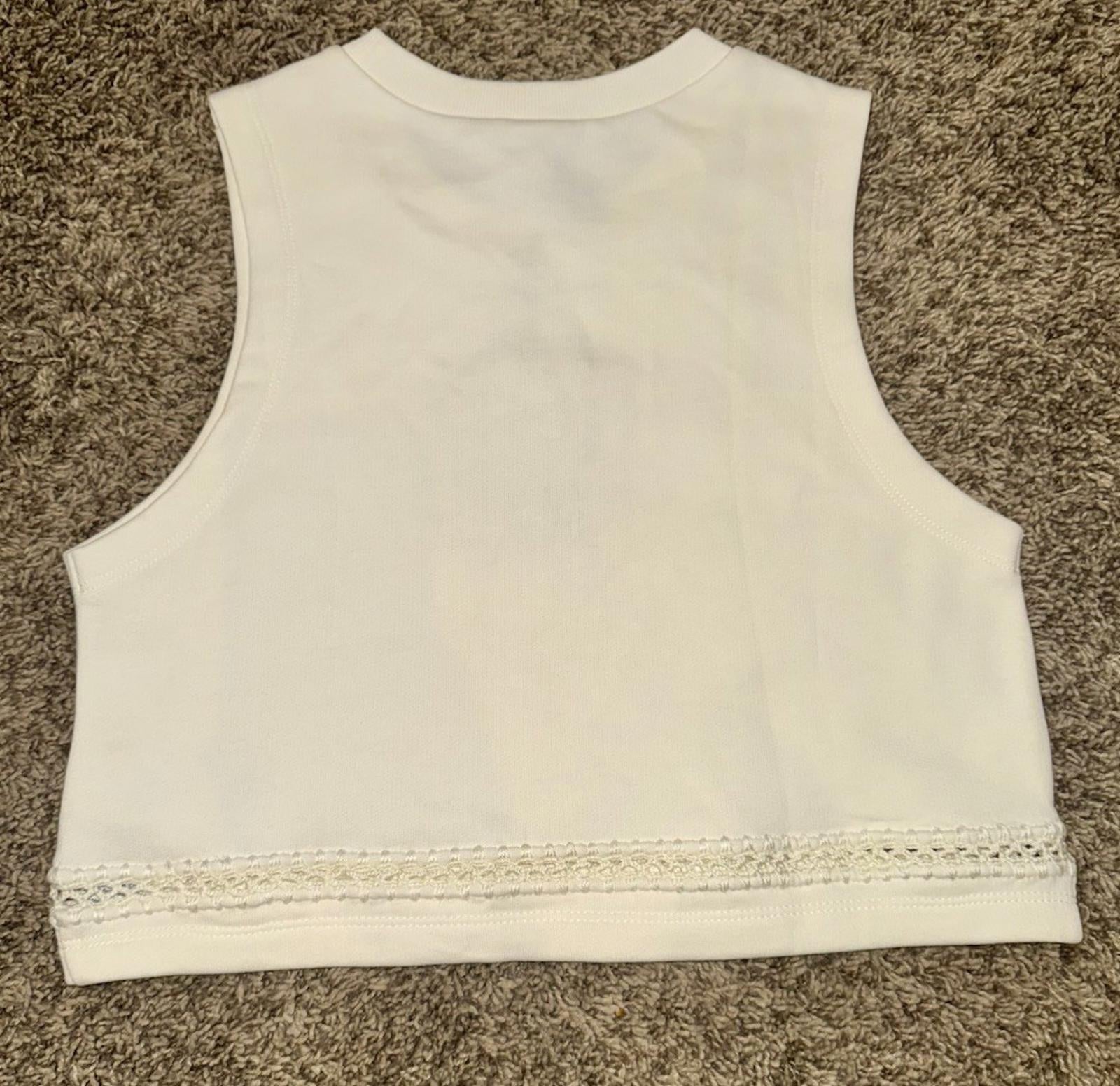 NEW All Saints Womens Ewelina Lila Sweatshirt Crop Chalk White Sleeveless Top LG