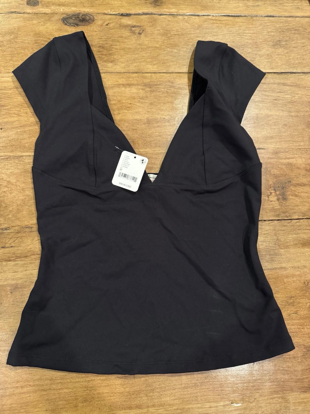 Free People Intimately Duo Corset Cami Top Stretch Black Size M NEW
