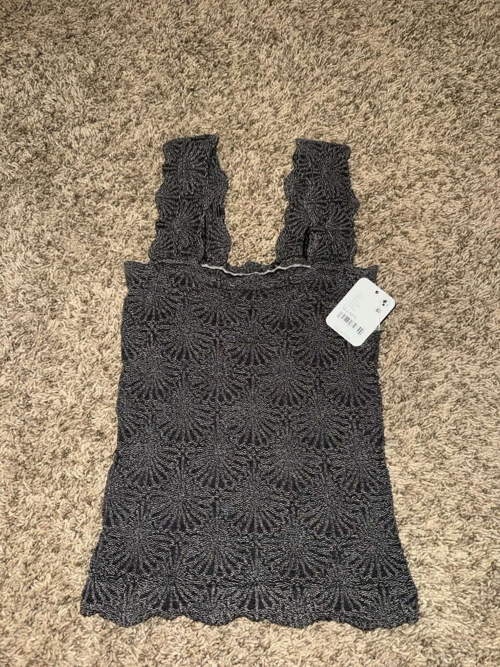 NEW! FREE PEOPLE Stretch Fit Love Letter Cami Women's Sz M-L Black NWT