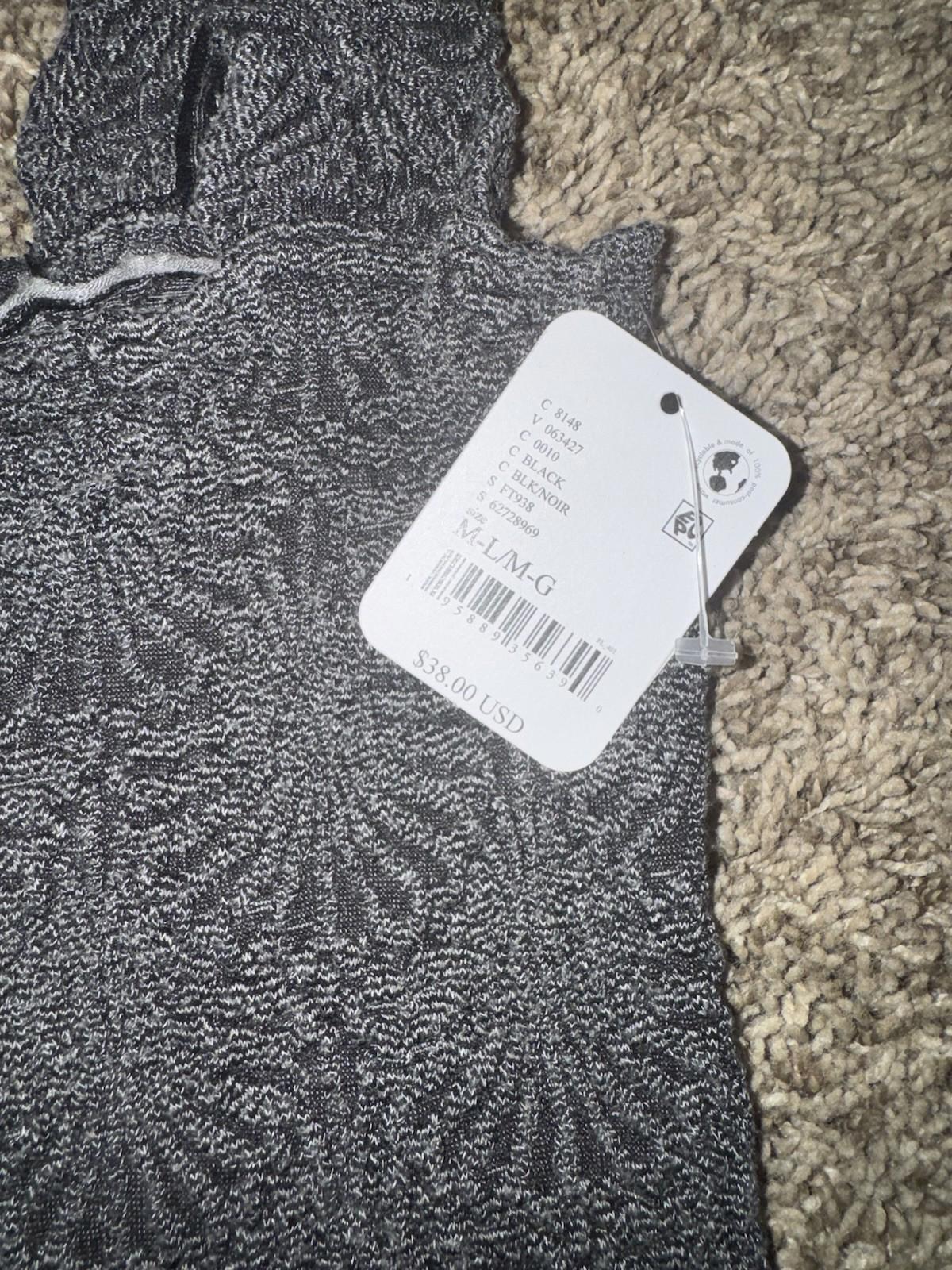NEW! FREE PEOPLE Stretch Fit Love Letter Cami Women's Sz M-L Black NWT