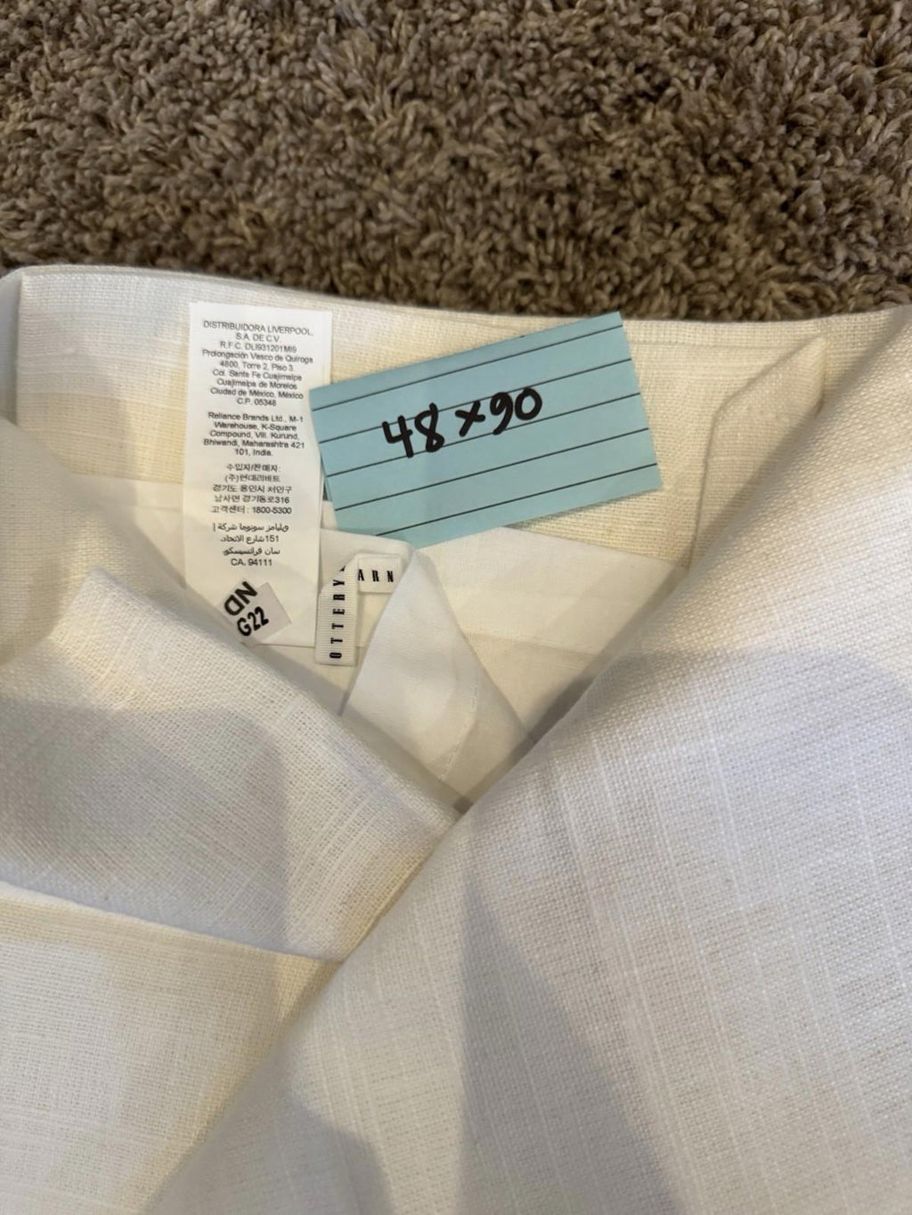 Pottery Barn Emery 3-in-1 Pole Top Linen Cotton Lined Curtain 48 x 90 IVORY NEW
