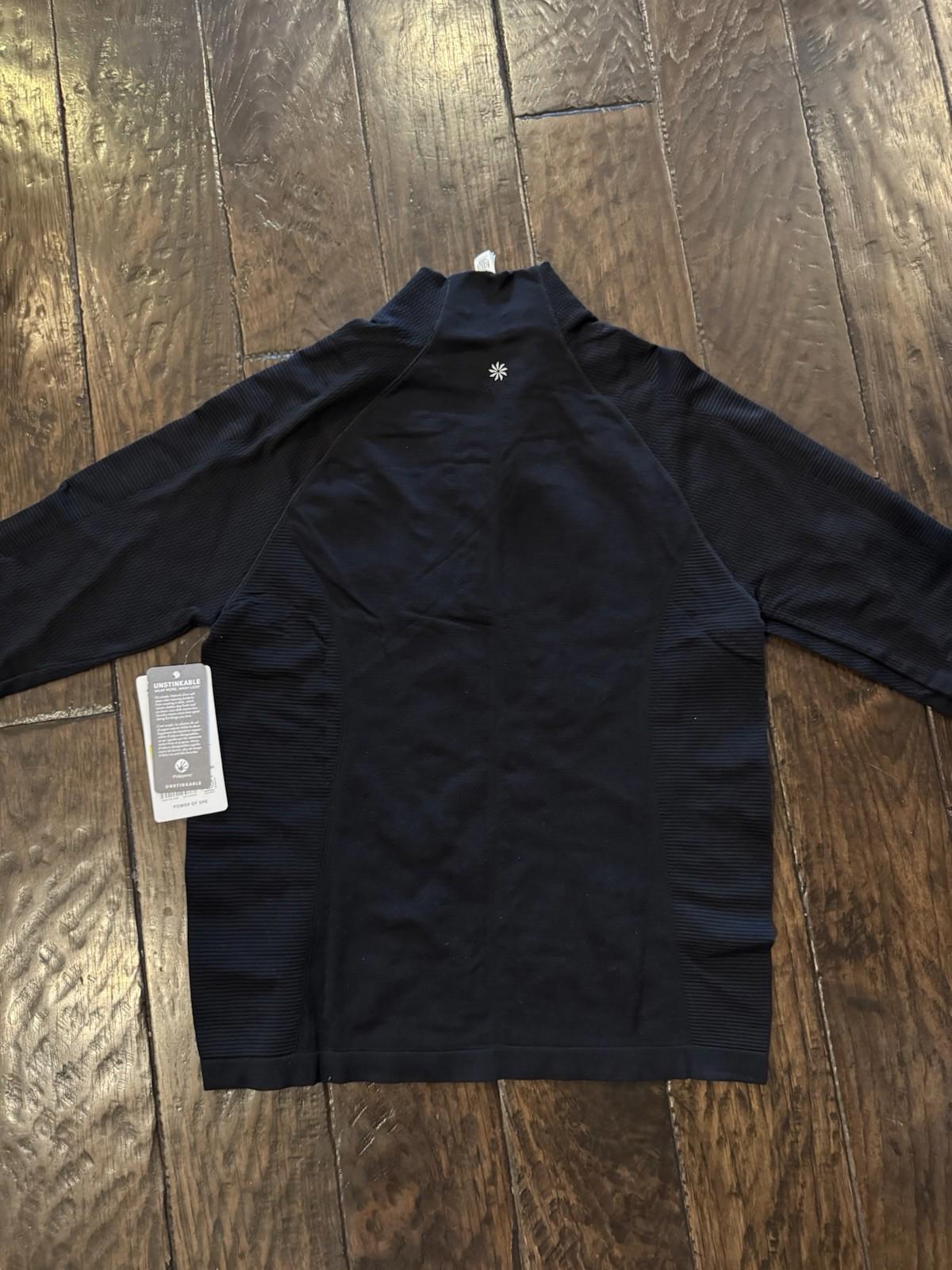 ATHLETA Momentum Seamless Half Zip Top  | Black Medium #981529 NEW
