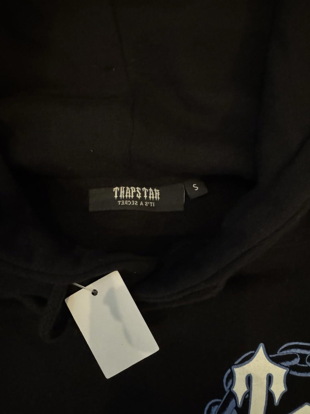 Trapstar Chain Script Hoodie Black/ice Blue Men’s small NWOT